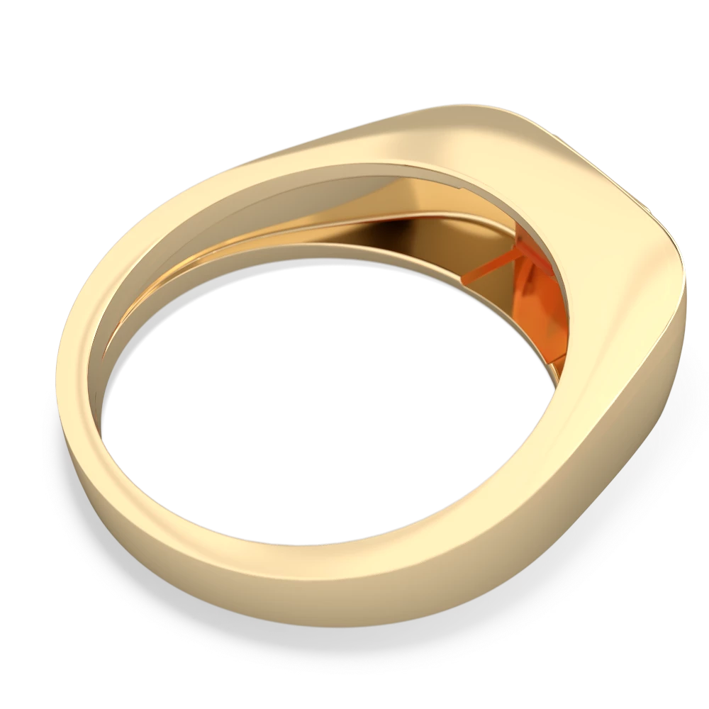 Fire Opal Men's Emerald-Cut Bezel 14K Yellow Gold ring R0410