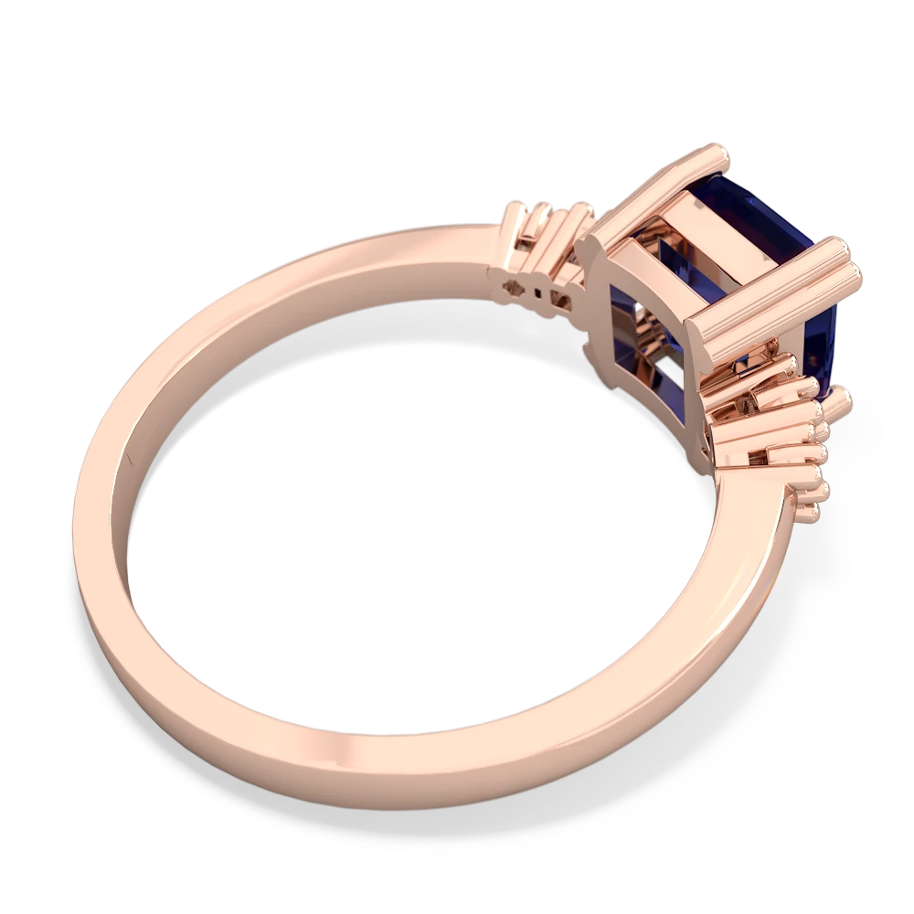 Lab Sapphire Art Deco Princess 14K Rose Gold ring R2014