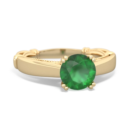 emerald ornate solitaire ring