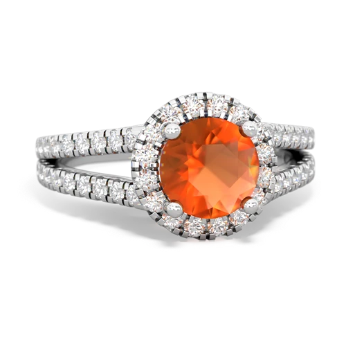 fire opal halo pave ring