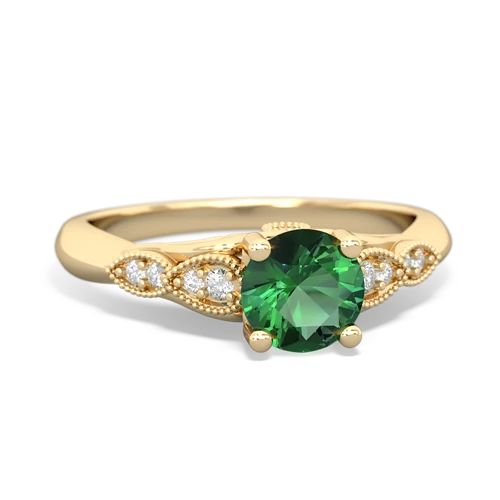 lab emerald filigree milgrain ring
