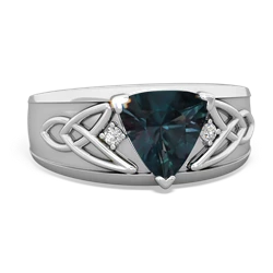 Alexandrite Celtic Trinity Knot Men's 14K White Gold ring R0440