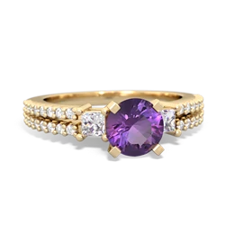 Amethyst Classic 6Mm Round Engagement 14K Yellow Gold ring R26436RD