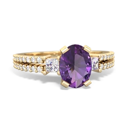 Amethyst Classic 8X6mm Oval Engagement 14K Yellow Gold ring R26438VL