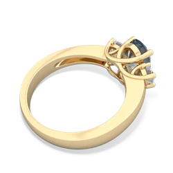 Aquamarine Diamond Three Stone Oval Trellis 14K Yellow Gold ring R4024