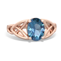 Blue Topaz Celtic Trinity Knot 14K Rose Gold ring R2389