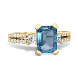 Blue Topaz Classic 8X6mm Emerald-Cut Engagement 14K Yellow Gold ring R26438EM