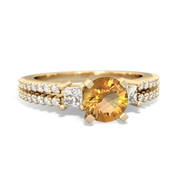 Citrine Classic 6Mm Round Engagement 14K Yellow Gold ring R26436RD