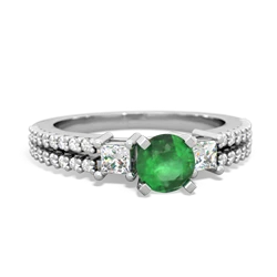 Emerald Classic 5Mm Round Engagement 14K White Gold ring R26435RD