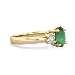 Emerald Diamond Three Stone Oval Trellis 14K Yellow Gold ring R4024