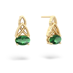 Lab Emerald Celtic Trinity Knot 14K Yellow Gold earrings E2389