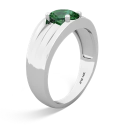 Lab Emerald Men's Two Lane 14K White Gold ring R0363