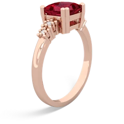 Lab Ruby Art Deco Princess 14K Rose Gold ring R2014