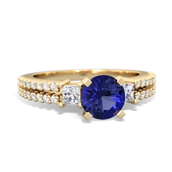 Lab Sapphire Classic 6Mm Round Engagement 14K Yellow Gold ring R26436RD