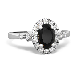 Onyx Antique-Style Halo 14K White Gold ring R5720