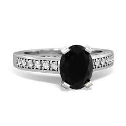 Onyx Art Deco Engagement 8X6mm Oval 14K White Gold ring R26358VL