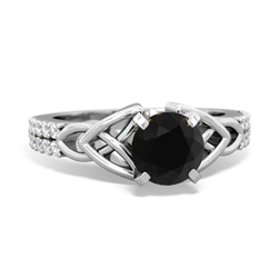 Onyx Celtic Knot 6Mm Round Engagement 14K White Gold ring R26446RD