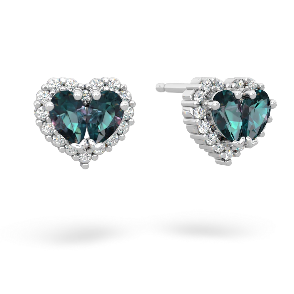 Alexandrite Halo 14K White Gold earrings E7008