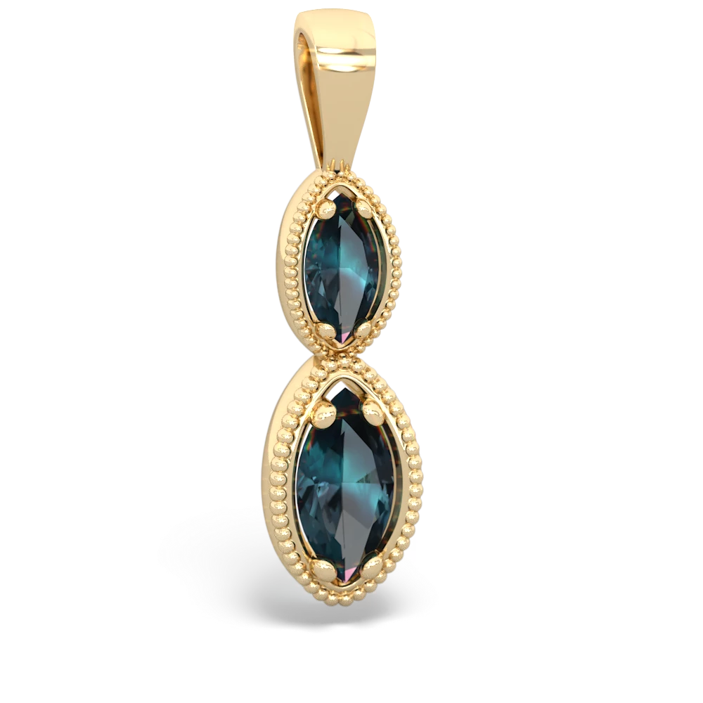 Alexandrite Antique-Style Halo 14K Yellow Gold pendant P5700