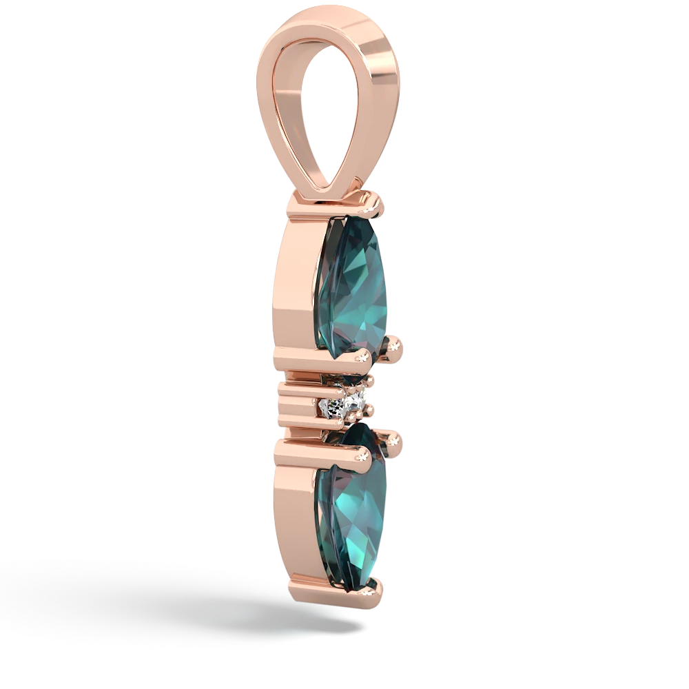 Alexandrite Bowtie Drop 14K Rose Gold pendant P0865