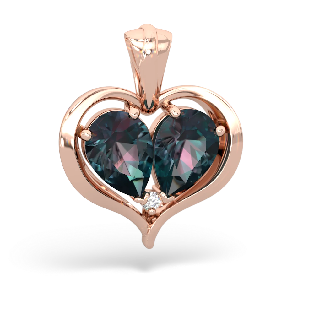 Alexandrite Two Become One 14K Rose Gold pendant P5330