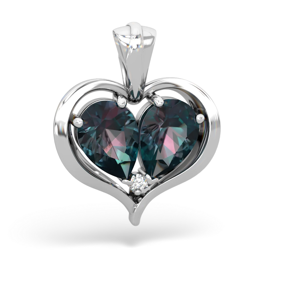 Alexandrite Two Become One 14K White Gold pendant P5330