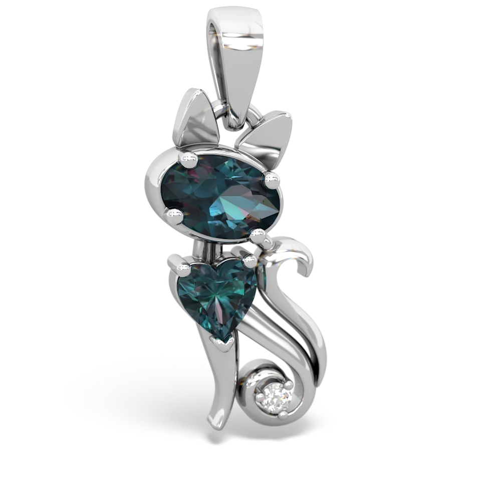 Alexandrite Kitten 14K White Gold pendant P5780