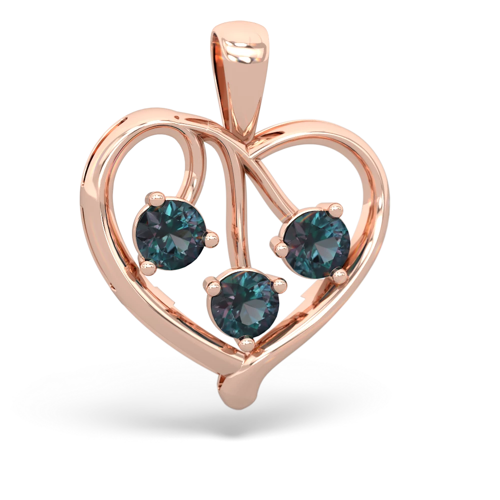 Onyx Glowing Heart 14K Rose Gold pendant P2233