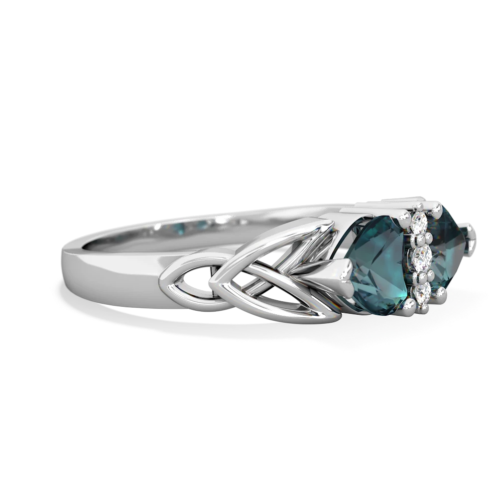 Alexandrite Celtic Knot Double Heart 14K White Gold ring R5040