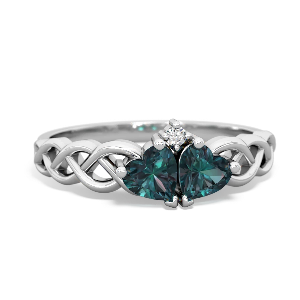 Alexandrite Heart To Heart Braid 14K White Gold ring R5870