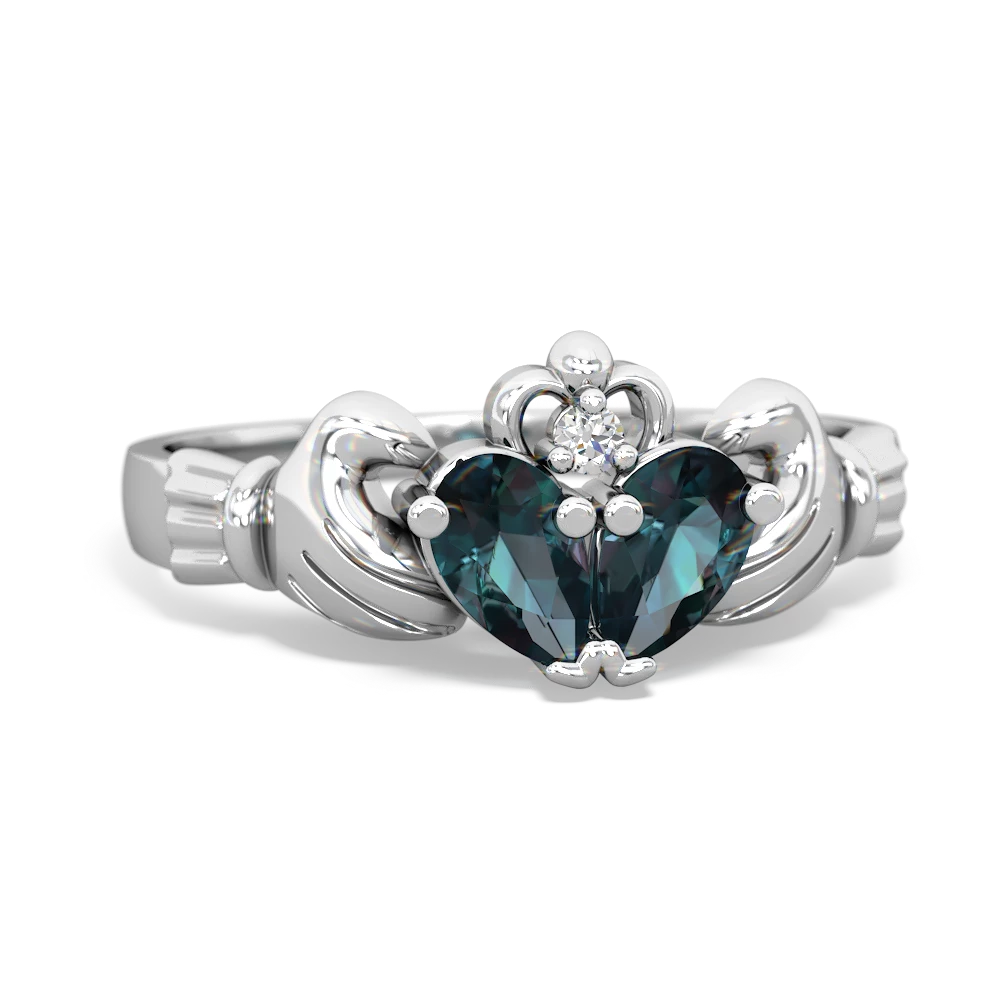 Alexandrite 'Our Heart' Claddagh 14K White Gold ring R2388