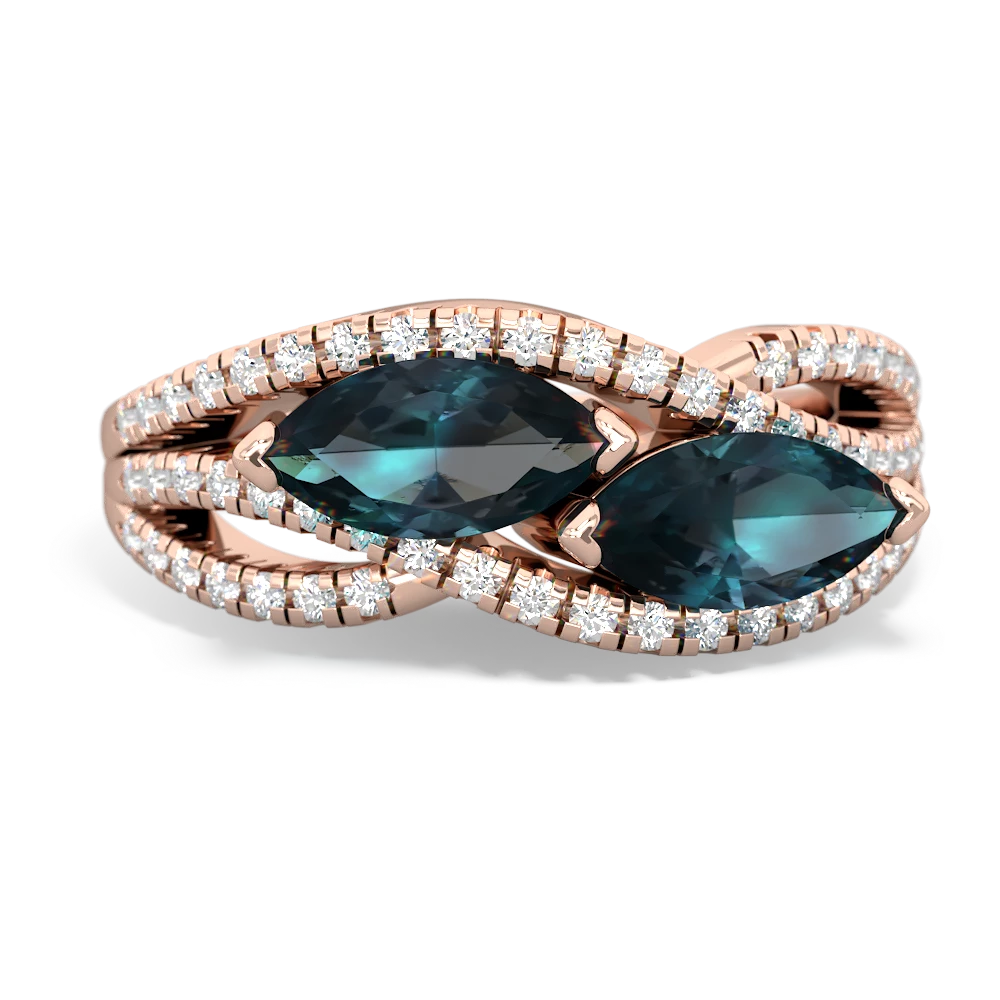 Alexandrite Diamond Rivers 14K Rose Gold ring R3070