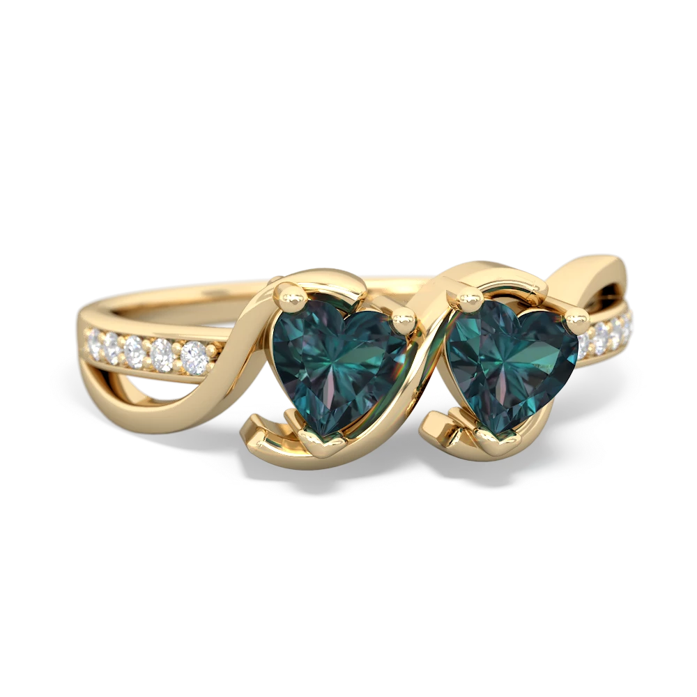 Alexandrite Side By Side 14K Yellow Gold ring R3090