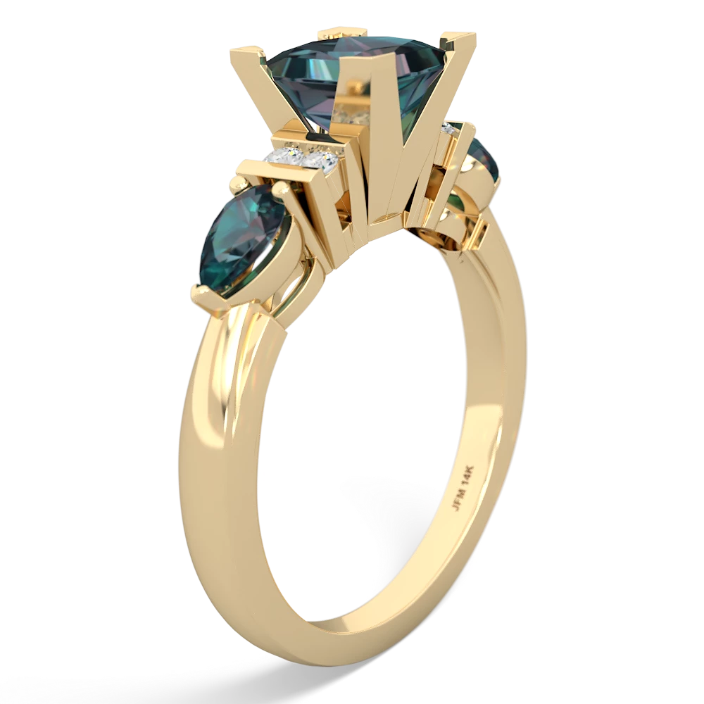 Blue Topaz 6Mm Princess Eternal Embrace Engagement 14K Yellow Gold ring C2002