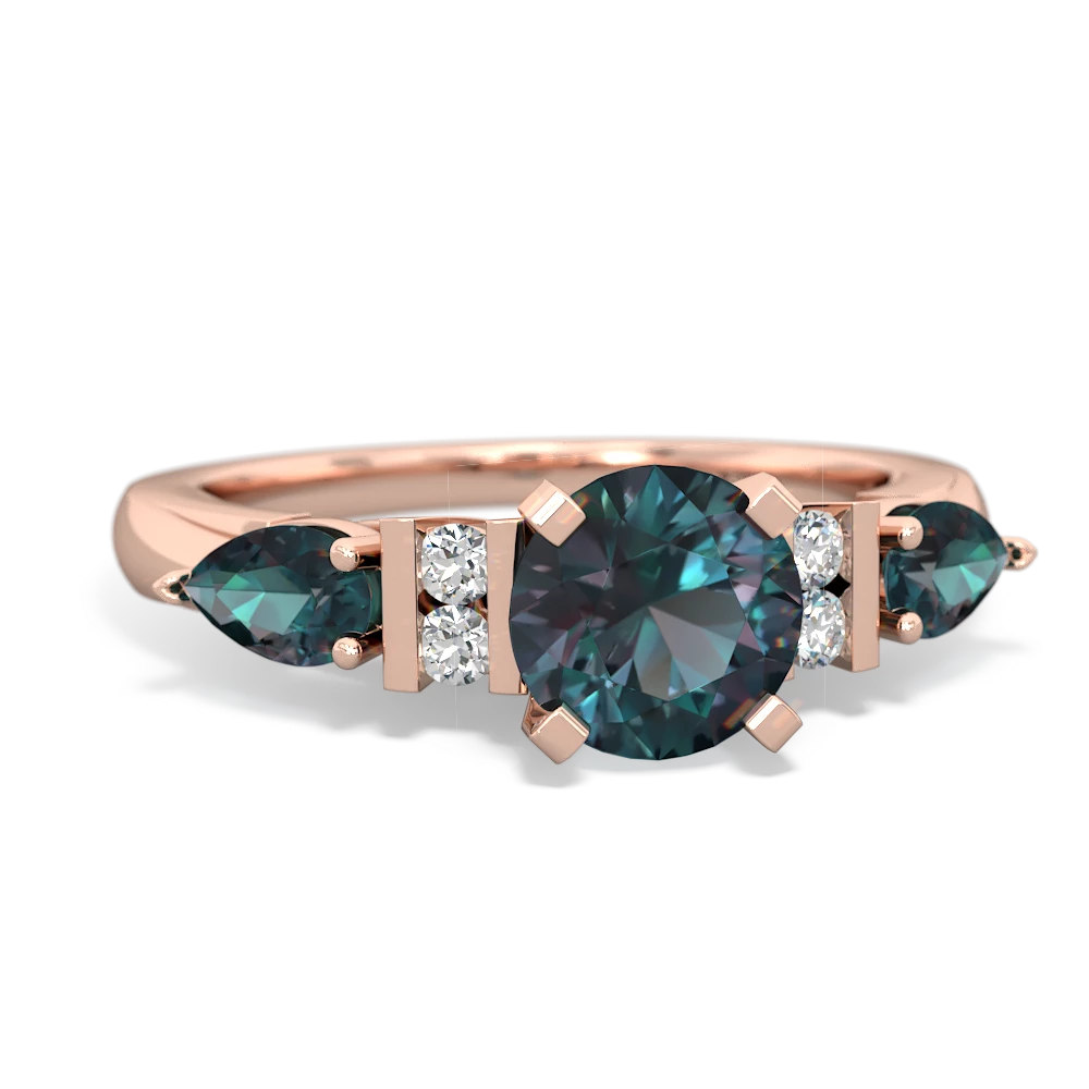 Blue Topaz 6Mm Round Eternal Embrace Engagement 14K Rose Gold ring R2005