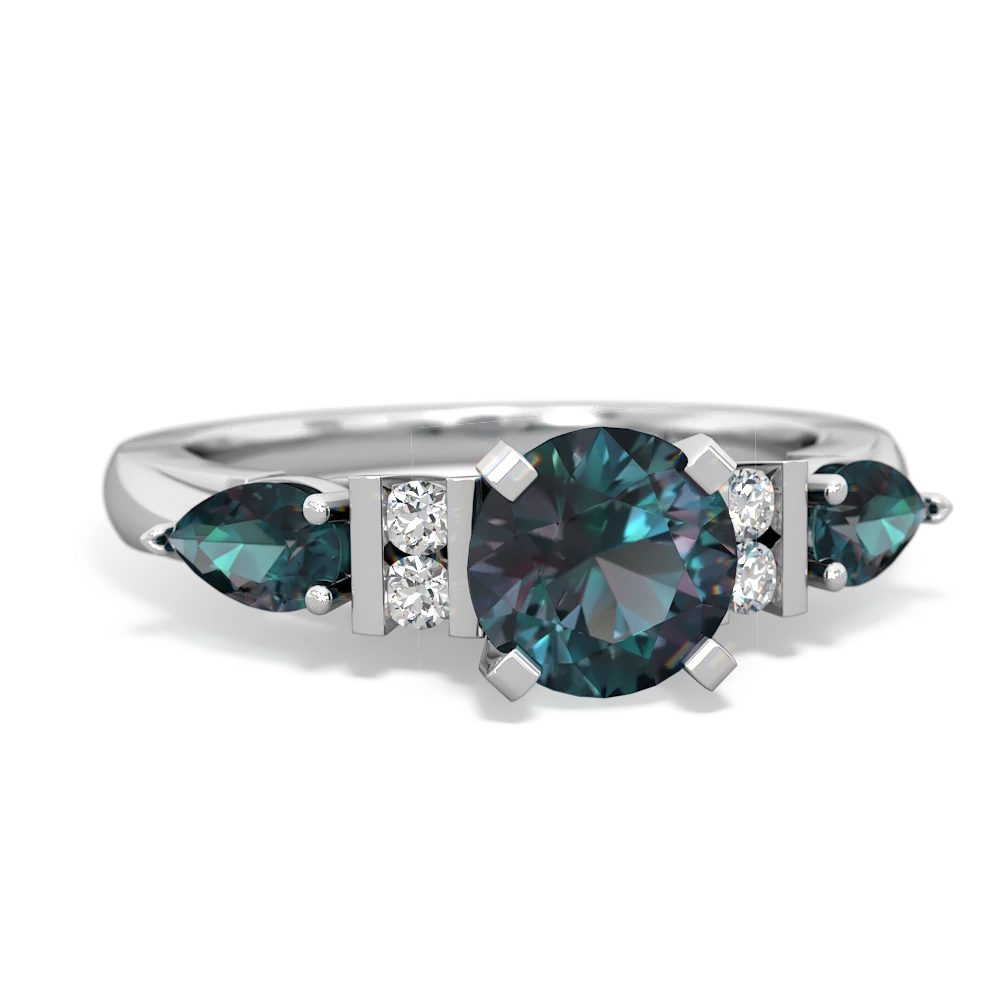 Blue Topaz 6Mm Round Eternal Embrace Engagement 14K White Gold ring R2005