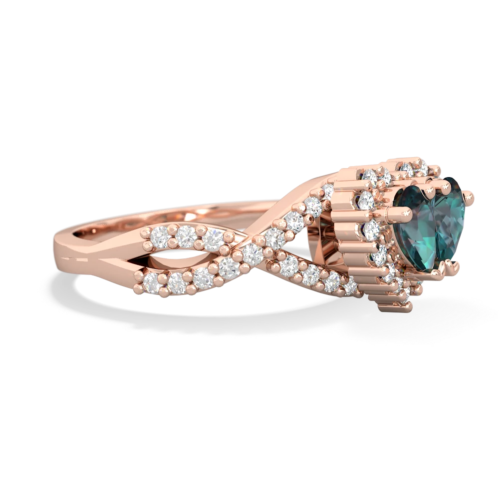 Alexandrite Diamond Twist 'One Heart' 14K Rose Gold ring R2640HRT