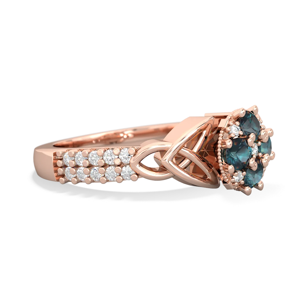 Alexandrite Celtic Knot Cluster Engagement 14K Rose Gold ring R26443RD