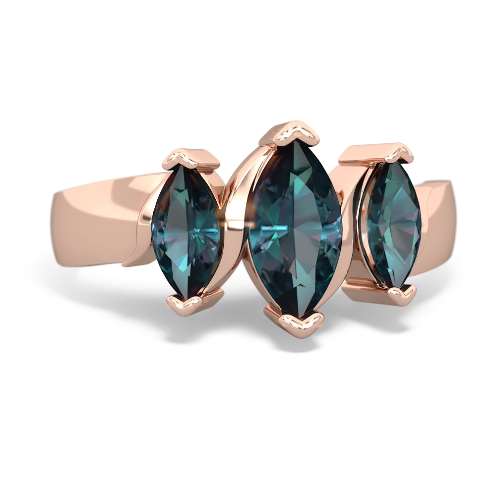 Blue Topaz Three Peeks 14K Rose Gold ring R2433