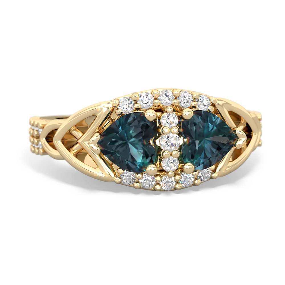 Alexandrite Sparkling Celtic Knot 14K Yellow Gold ring R2645