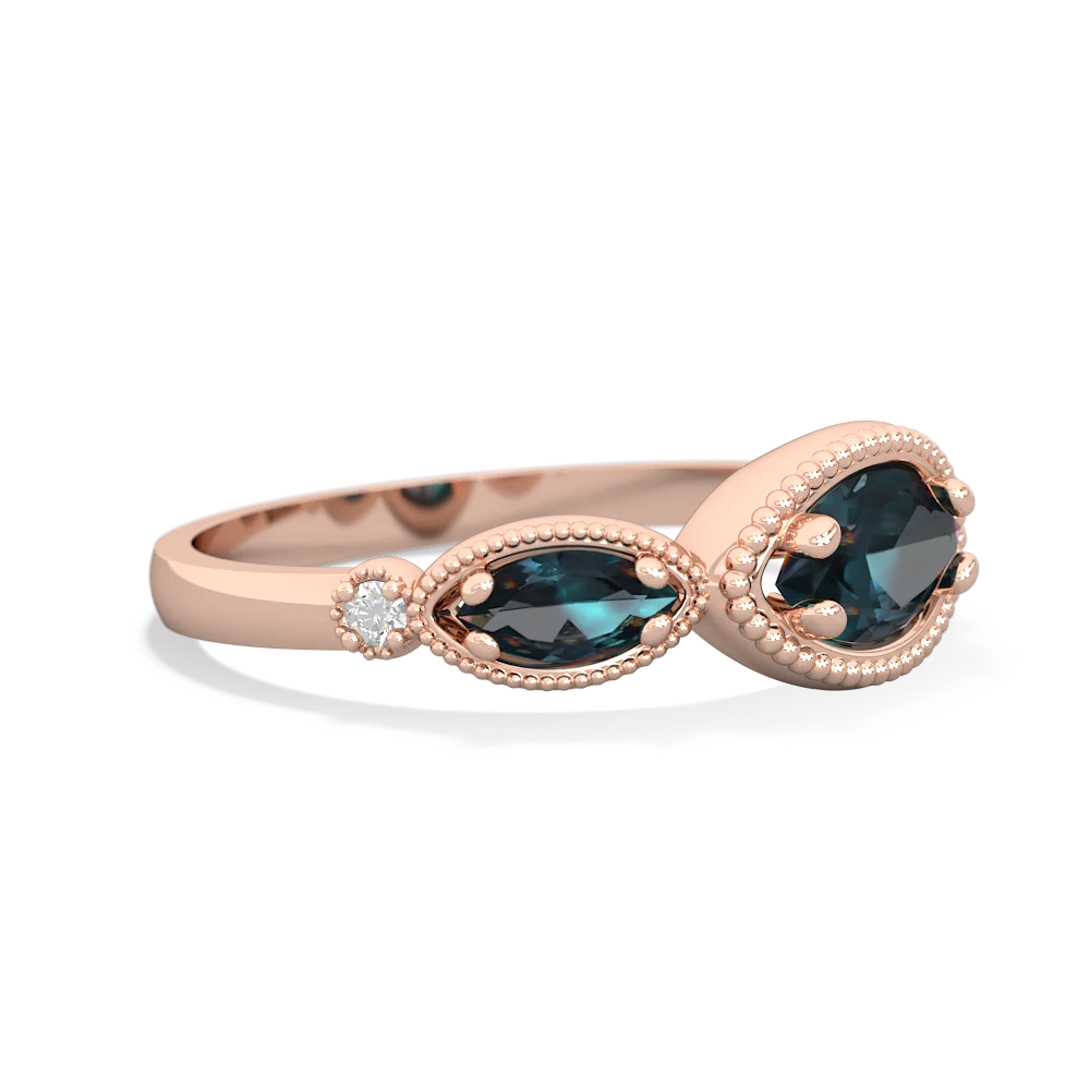 Sapphire Milgrain Marquise 14K Rose Gold ring R5700