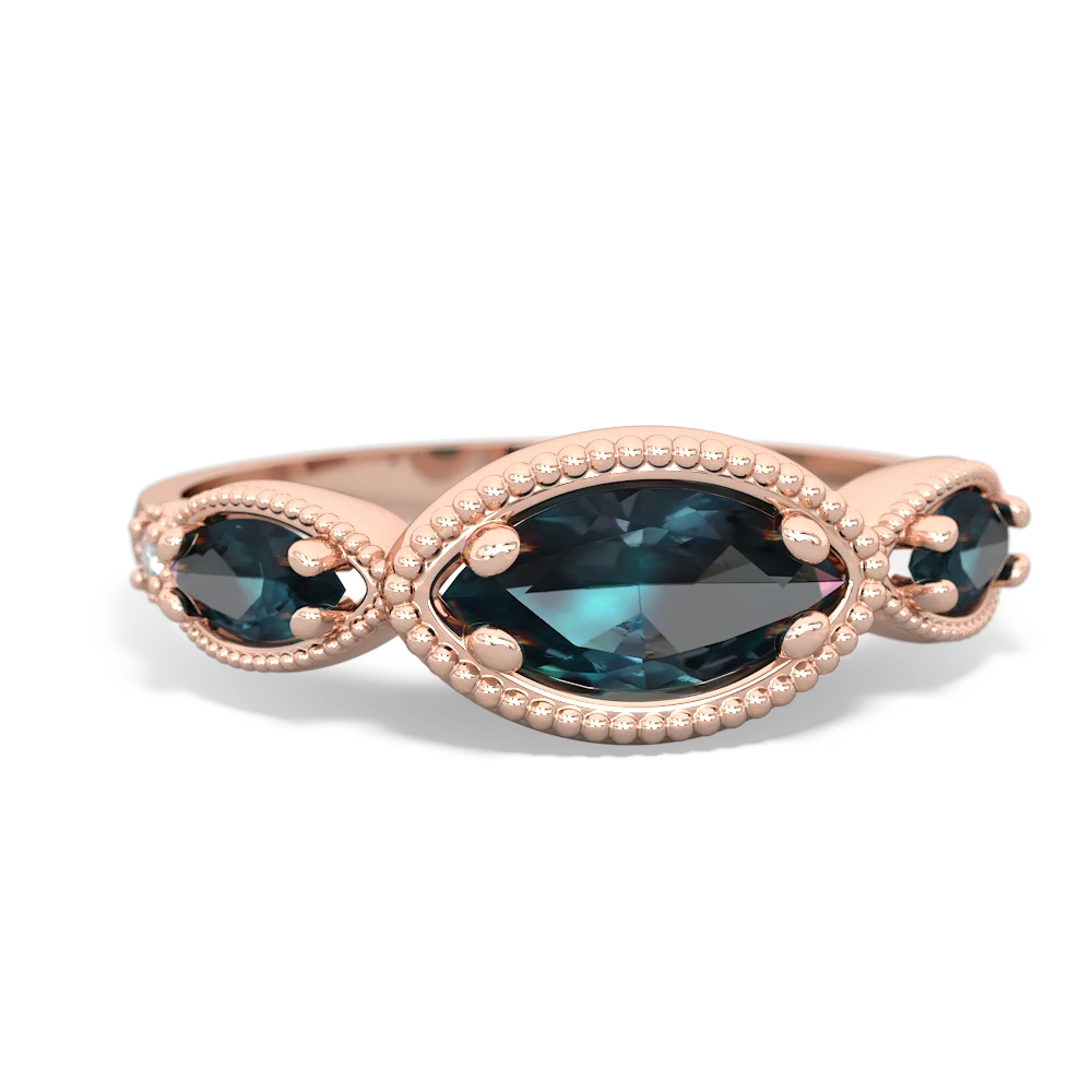 Onyx Milgrain Marquise 14K Rose Gold ring R5700