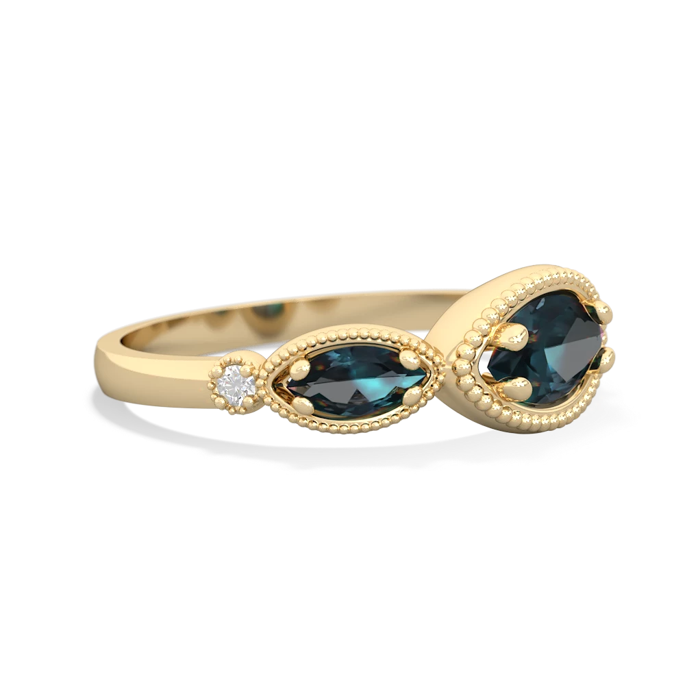 Aquamarine Milgrain Marquise 14K Yellow Gold ring R5700