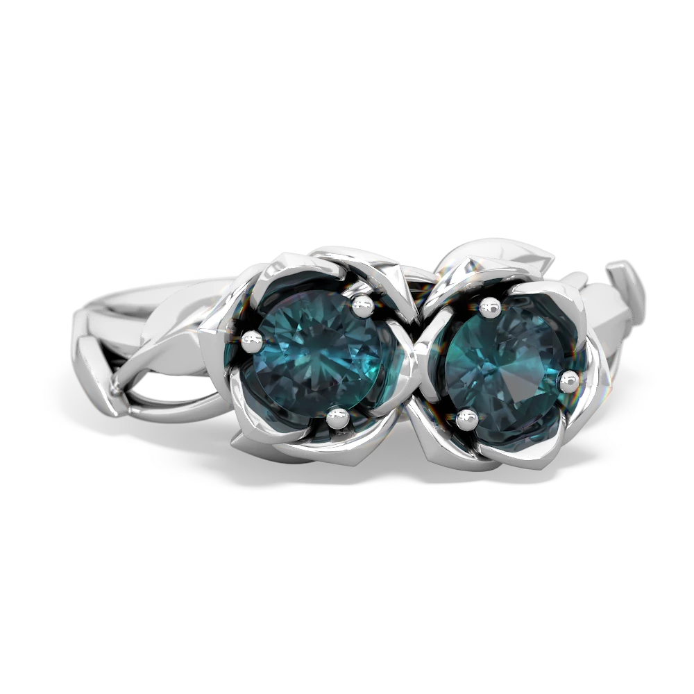 Alexandrite Rose Garden 14K White Gold ring R5510