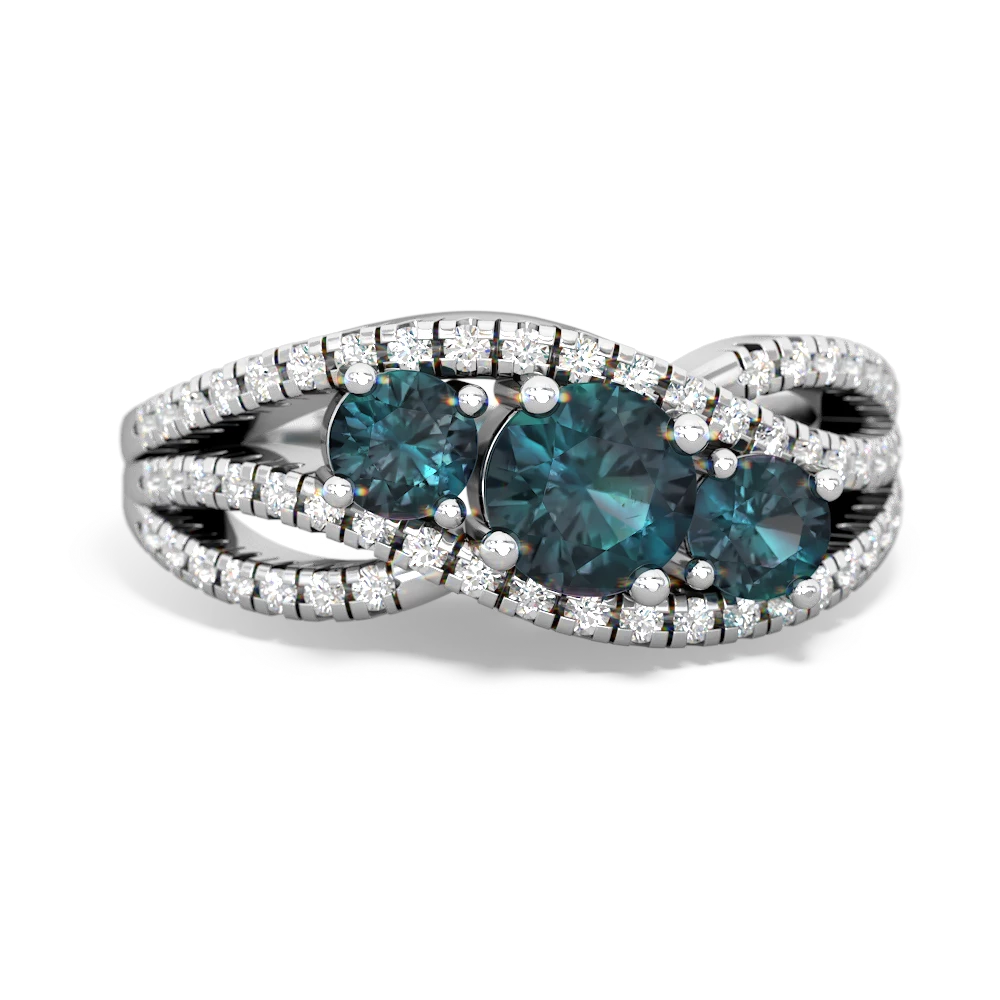 Blue Topaz Three Stone Aurora 14K White Gold ring R3080