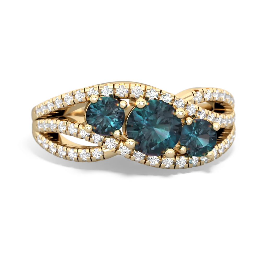 Blue Topaz Three Stone Aurora 14K Yellow Gold ring R3080