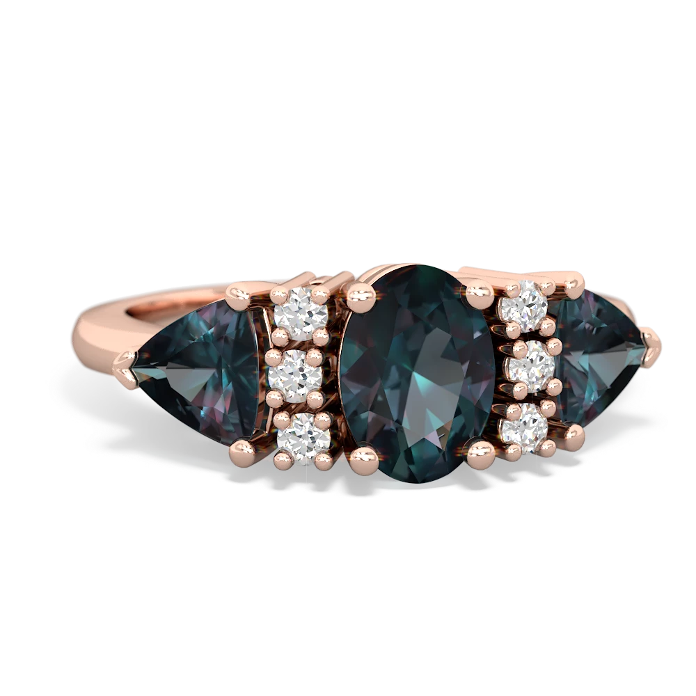 Blue Topaz Antique Style Three Stone 14K Rose Gold ring R2186