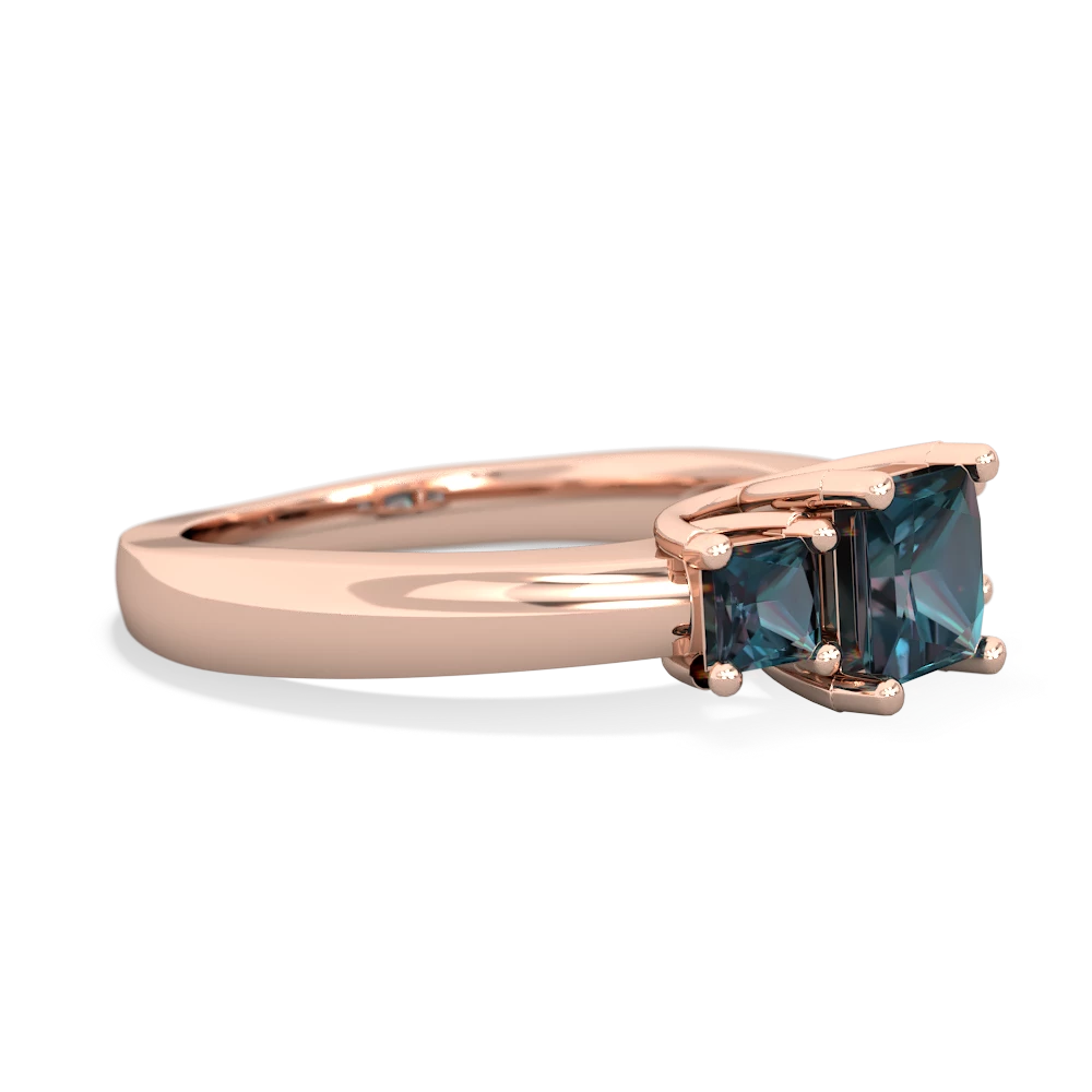 Aquamarine Three Stone Trellis 14K Rose Gold ring R4015