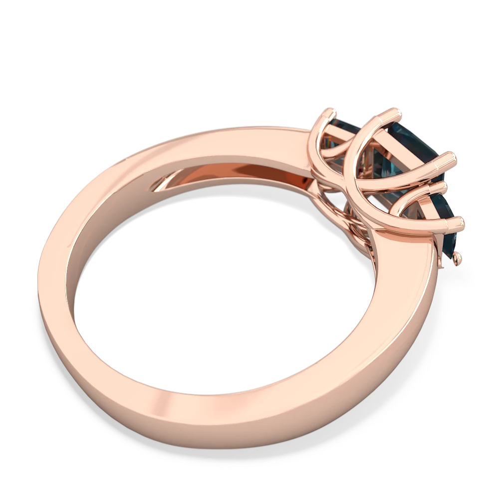 White Topaz Three Stone Trellis 14K Rose Gold ring R4015