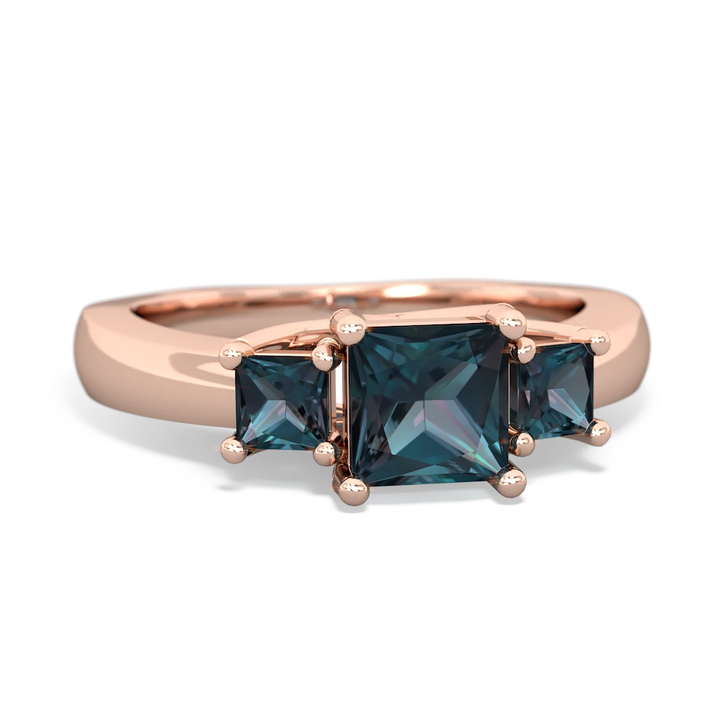 Blue Topaz Three Stone Trellis 14K Rose Gold ring R4015